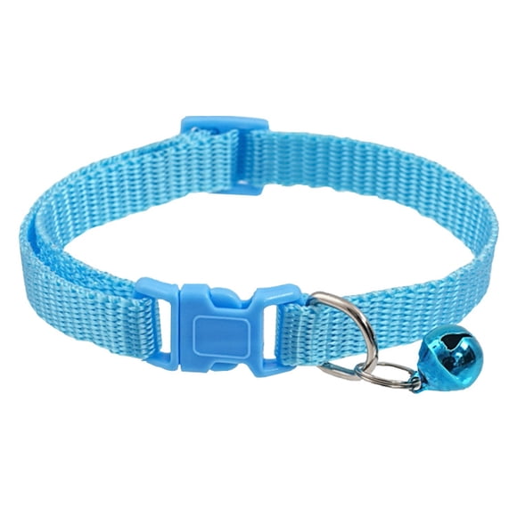 Adjustable Nylon Cat Collar with Bell, Safety Quick Release Buckle, Solid Color Pet Collar for Cats Kitten Small Dogs