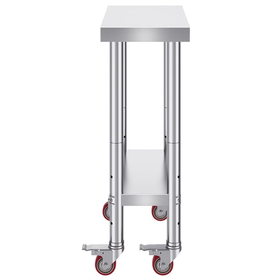 Dranite 24x12" Stainless Work Table - 4 Caster Wheels Commercial Prep Table