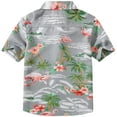 thumbnail image 2 of SSLR Big Boys Flamingos Hawaiian Shirt Button Down Shirt Short Sleeve Luau Shirt for Kids, 2 of 8