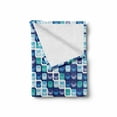 thumbnail image 2 of Blue Soft Flannel Fleece Throw Blanket, Retro Style Vintage Modern Design with Mosaics and Geometrical Squares, Cozy Plush for Indoor and Outdoor Use, 50" x 70", Pale Blue Dark Blue, by Ambesonne, 2 of 6