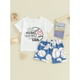 thumbnail image 2 of JYYYBF Baby Boys Shorts Set, Short Sleeve Letters Print T-shirt with Baseball Print Shorts Summer Outfit, 2 of 6