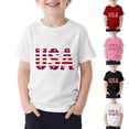 thumbnail image 2 of MKOSPLRT Toddler 4th of July Shirt, American Flag Print Crew Neck Short Sleeve Patriotic T-Shirt for Big Boy and Girl Black 3-4Years, 2 of 6