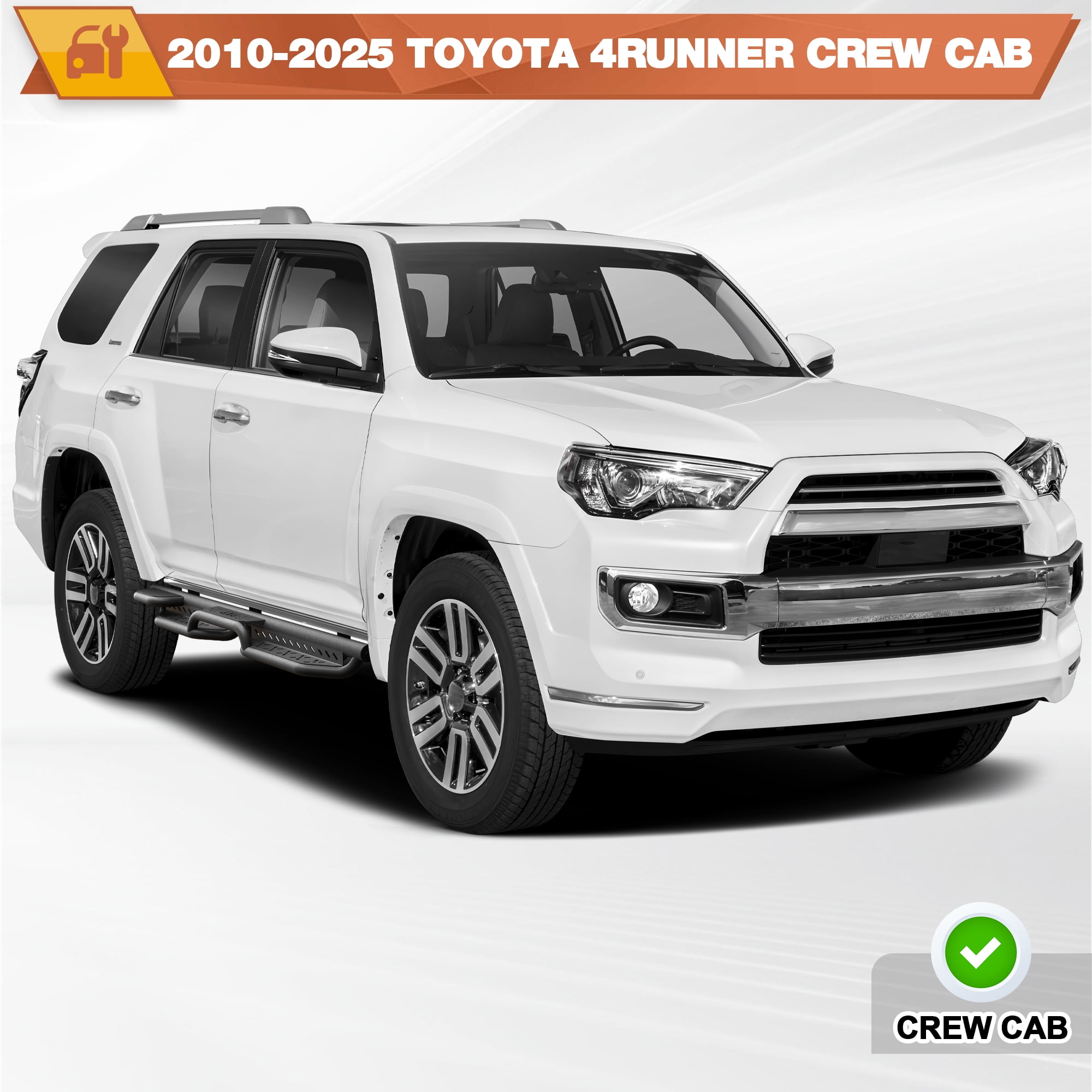 POFENZE Running Boards for Toyota 4Runner Crew Cab 2010-2024 Side Steps for Truck Black Nerf Bar