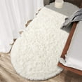 thumbnail image 4 of Junovo Oval Fluffy Area Rugs for Bedroom Plush Shaggy Carpet for Kids Room Bedside Nursery Mats, 2.6' x 5.3',Cream White, 4 of 7