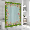 thumbnail image 5 of Easter Shower Curtain, Waterproof Shower Curtains for Bathroom, Spring Rabbit Ears Colorful Eggs Wooden Grian Washable Fabric Bathtub Curtain Set Bath Decor with 12 Hooks 72"x78", 5 of 6