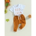 thumbnail image 3 of My First Halloween Outfit Baby Boy Pumpkin Sweatshirt Tops Pants Newborn Halloween Clothes, 3 of 8