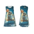 thumbnail image 3 of Vsdgher Cute Angel Winged Rabbit Print Summer Dresses for Women Casual U Neck Beach Dress Sleeveless Tank Loose Sundress with Pocket -Medium, 3 of 7
