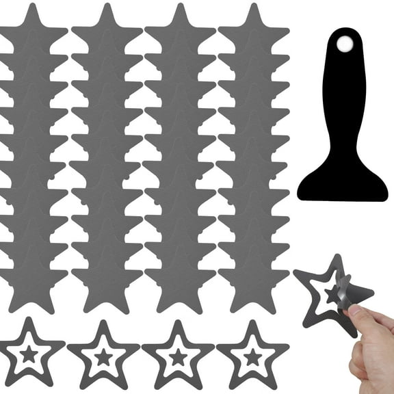 Pcapzz 40Pcs Anti Slip Shower Stickers,Bathtub Stickers Star Shape Safety Bathtub Strips with Scraper Adhesive Decal for Bath Tub Shower Stairs,4.1×4.1In