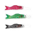 thumbnail image 1 of 3 banderas japonesas de pez koi, carpas, koinobori, colgantes, pez vela Rosa Verde Negro 150cm, 1 of 9