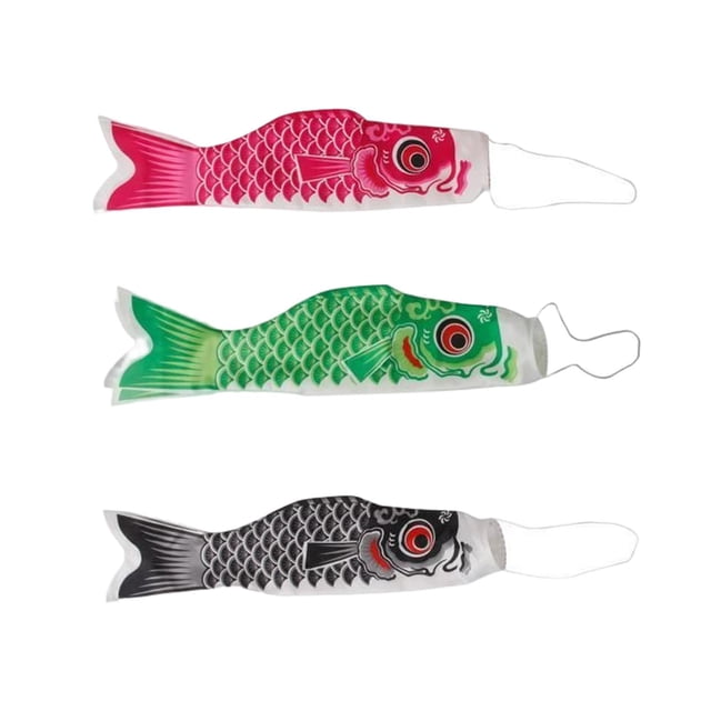 3 banderas japonesas de pez koi, carpas, koinobori, colgantes, pez vela Rosa Verde Negro 150cm