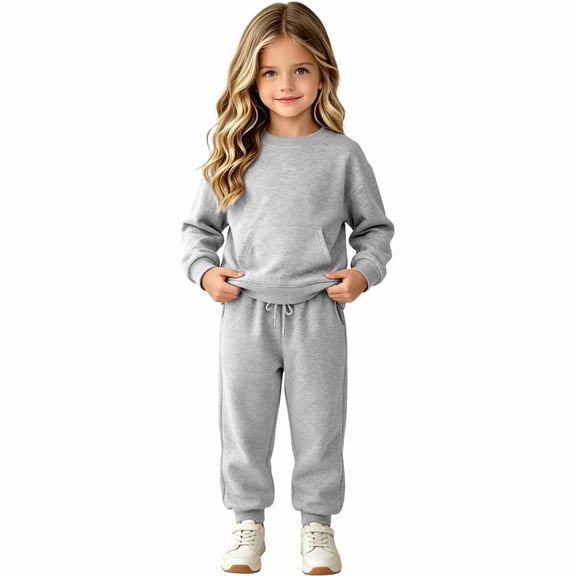 CUSTG Kids Boys Girls Sets Elegant Crewneck Long Sleeve And Wide Leg Trousers With Modern For Everydaywear And Party Easy Movement Home School Casual Outfit