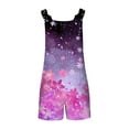 thumbnail image 6 of Women's Casual Rompers Stretchy Onesie Summer Sleeveless Shorts Floral Print Jumpsuits Loose with Pockets and Adaptable Strap, 6 of 6