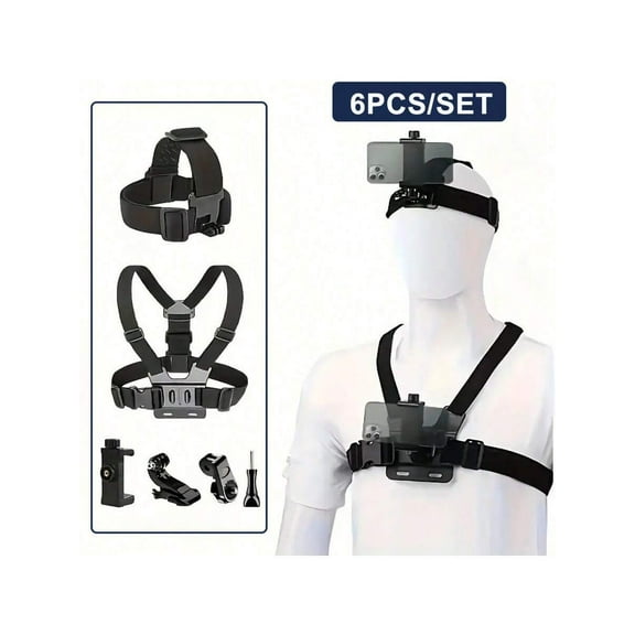 6pcs  Action Camera Accessory Kit - Versatile All-In-One Set - Waterproof, Adjustable Phone Clip Mount For GoPro, Osmo & More