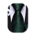 thumbnail image 1 of Juego de corbatas Barry.Wang de seda verde oscuro a rayas de 150 cm, 1 of 7
