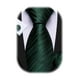 thumbnail image 1 of Juego de corbatas Barry.Wang de seda verde oscuro a rayas de 150 cm, 1 of 7