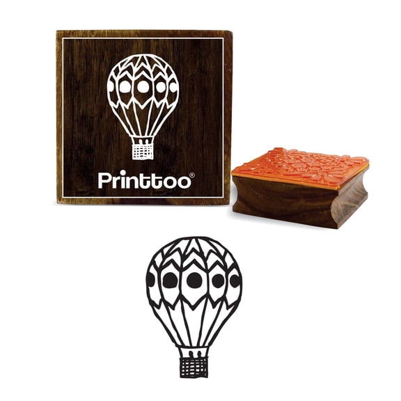 Printtoo Craft Textile Hot Air Balloon Pattern Wooden Rubber Stamp Scrap-booking-5 x 5 Inches