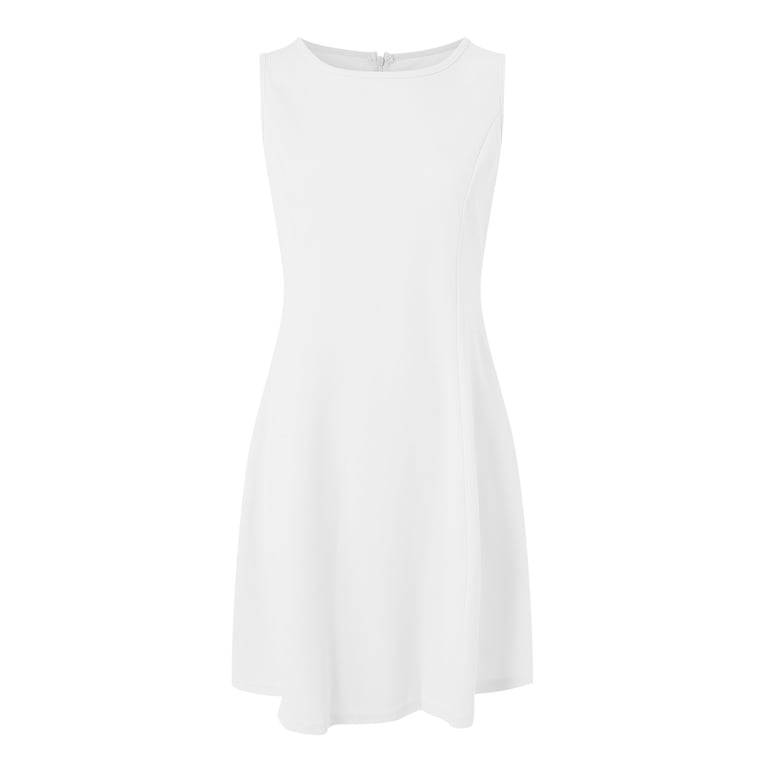 vigerkar Women's Summer A-Line Sleeveless Boat Neck Mini Dress Club Party  Little Short Dresses White, S - Walmart.com