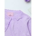 thumbnail image 6 of Aislor Kids Girls Bowknot Knitted Bolero Cardigan Single Button Closure Sweater Purple 13, 6 of 7