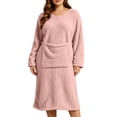 thumbnail image 2 of AVRNLIQ Womens Long Sleeve Flannel Nightgown Plus Size Cozy Sleepwear with Pockets, Soft Knee Length Loungewear Dress, 2 of 9