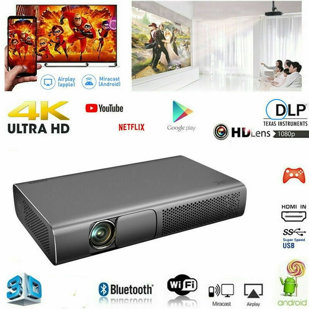 mini portable theater projector 9000 lumens 3d 4k hd 1080p dlp android wifi smart home theater cinema projector hdmi usb