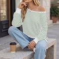thumbnail image 3 of Tumotour Off The Shoulder Sweatshirts for Women's Plus Size Striped Sport Long Sleeve Pullover Tops Fall Tunic Blouses, 3 of 8