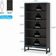 thumbnail image 3 of 5-Tier Heavy-Duty Bookshelf, 529lb Total Capacity, Anti-Tip Kit & Adjustable Feet, for Home Office/Library/Living Room, 3 of 6