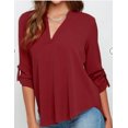 thumbnail image 1 of Hauts pour Femmes à Manches 3/4 à Col en V Tunique Décontractée Blouse Chemise Ample, 1 of 1
