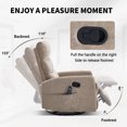 thumbnail image 6 of Leumius Swivel Recliner Chair,360° Glider Rocking Chair with Massage and Heating,Soft Chenille Small Manual Recliner for Nursery Home Theater,Khaki(Chenille), 6 of 7
