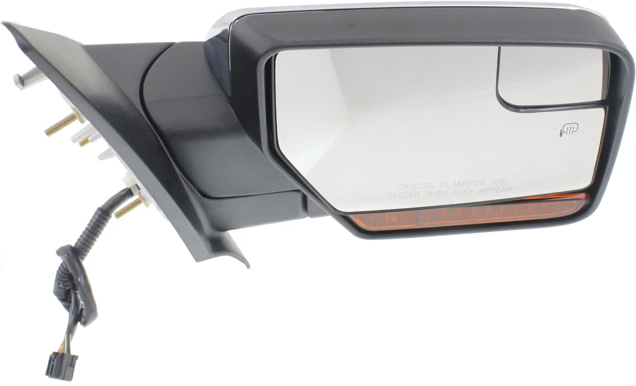 Mirror Compatible With 2013-2014 Ford Expedition Lincoln Navigator Right Passenger Side Heated w/ Blind Spot Corner Glass In-housing Signal Light Chrome Kool-Vue