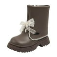 thumbnail image 4 of Eltusu Girls Winter Boots, Non Slip Fashion Breathable Thermal Kids Shoes Brown Size 3-12 T, 4 of 7