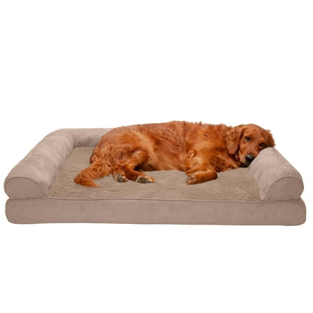 UPC: 0842229130508 | FurHaven Pet Products Plush & Suede Full Support Sofa Dog Bed – Almondine Jumbo