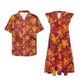 thumbnail image 4 of Uorisanigo Maple Leaf Matching Couple Outfits Thanksgiving Husban and Wife Clothing Comfort Men's Short Sleeve Shirt Workwear and Womens Midi Dress Elegant Party Dresses Size M, 4 of 7