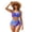 Blue & Purple Marble Pattern with Gold Veins, variant on Cute Ladybug Print High Waisted Bikini Set - Halter Crisscross Back 2 Piece Swimsuit with Drawstring Sides for Summer Beach & Pool Vacations