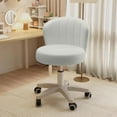 thumbnail image 3 of CQAOE Small Rolling Swivel Chair with Backrest, Height Adjustable PU Leather Vanity Stool, Modern Round Desk Chair for Home Office & Bedroom（White）, 3 of 6