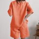 thumbnail image 4 of Moda mujer Casual verano sólido cuello redondo manga corta Top + pantalón corto conjunto Wmkox8yi bvn217, 4 of 9