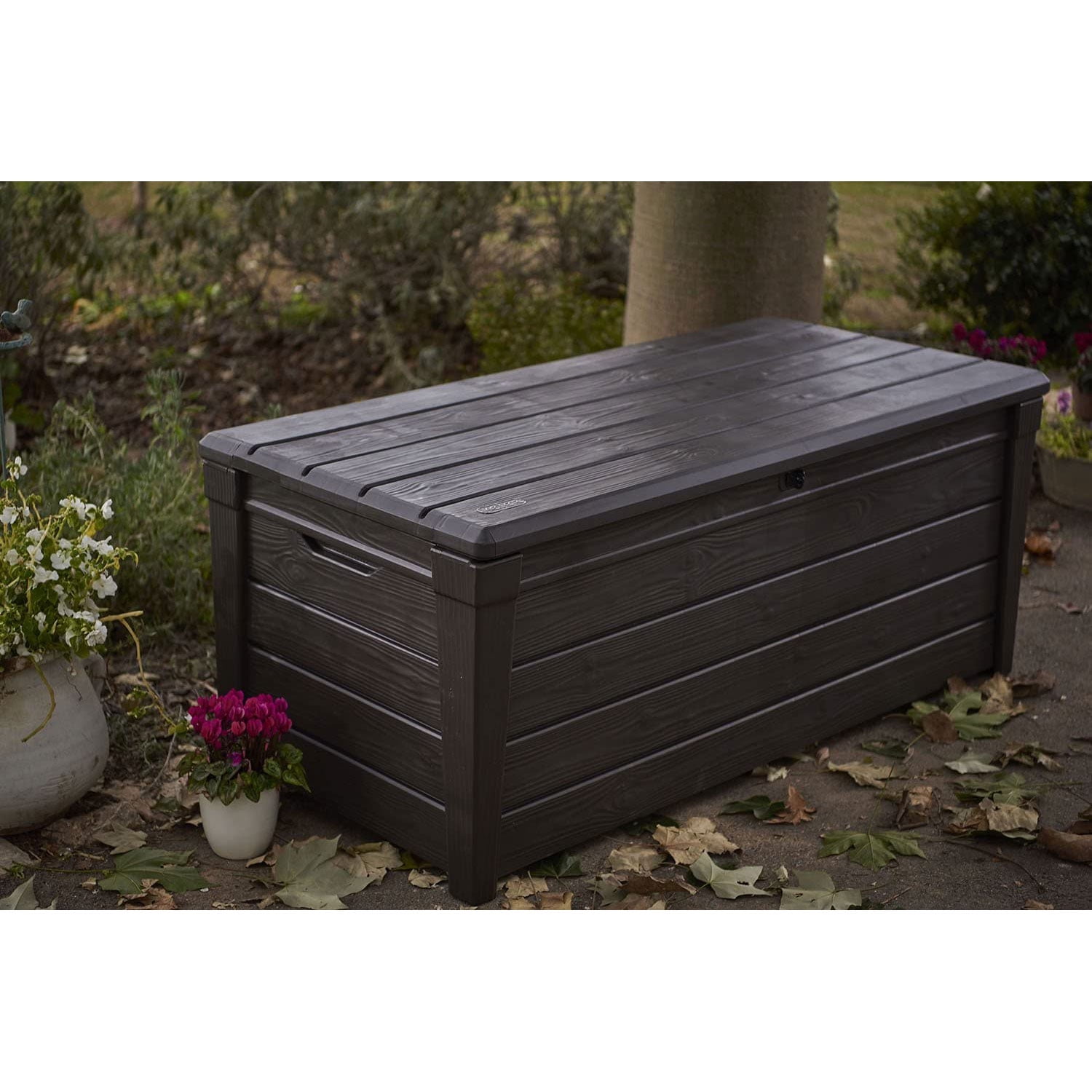 Keter Brightwood 120gal Weatherproof Patio Deck Storage Box