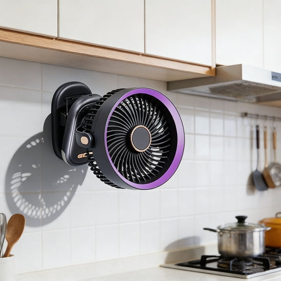 Wall Mount Air Circulation Fan With Light, USB Rechargeable Portable Fan, 10000mAh Battery Cooling Fan, 5 Speed Oscillating Desk Fan, Brushless Quiet Fan, Camping Office Bedroom Fan