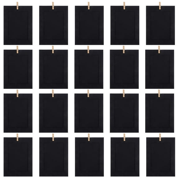TABLETREANDS 20Pcs Photo Holder Home Decoration Small Frames Black Paper 7.35X5.31X0.20in