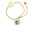 thumbnail image 2 of Delight Jewelry Silvertone Large Script Letter - Q - 3/4'' Disc - Gold-tone Flower Link Chain Bracelet, 6.75"+2" Extender, 2 of 4