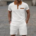 thumbnail image 1 of Weiqiqre Men's Short Sets 2 Piece Outfits Button Down Linen Shirts and Short Sets Summer Beach Outfis, 1 of 5