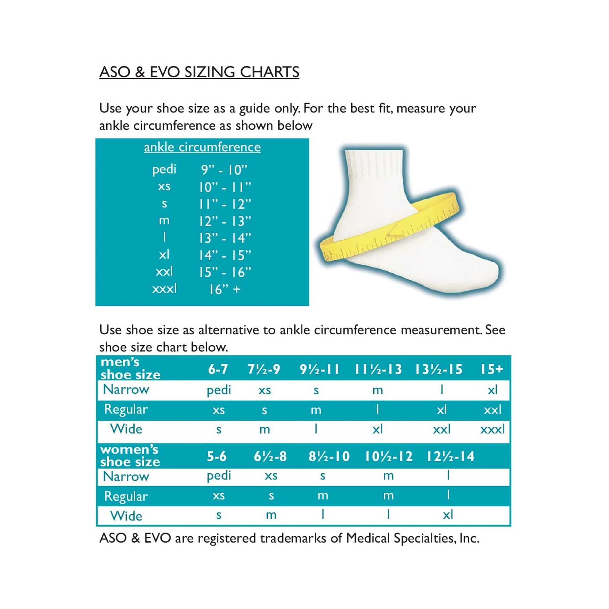 ASO Black Ankle Support Foot Brace, Medium, 12 in. to 13 in. Ankle, Lace Up, 1 Ct