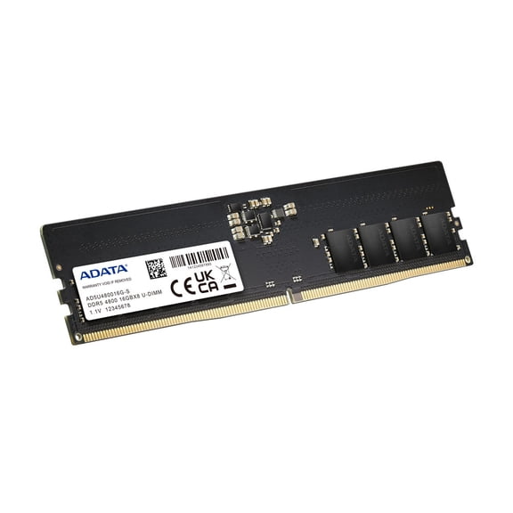 ADATA Premier DDR5 Memory Module: 16GB (1x16GB) 4800MHz UDIMM Black Single Unit  w/ Improved Stability | Energy Efficient - Built in Power Management IC - PMIC