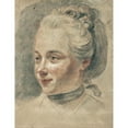 thumbnail image 3 of Johann Heinrich Tischbein the Younger 19x24 Black Modern Framed Museum Art Print Titled - Three-Quarter View of the Head of a Girl, Turning to the Left (1758), 3 of 5