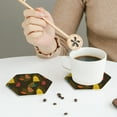 thumbnail image 3 of Leather Coasters with Heat-resistant for Drinks, Light Bulb Pattern vintageB -标题2 Hexagon, 3 of 5