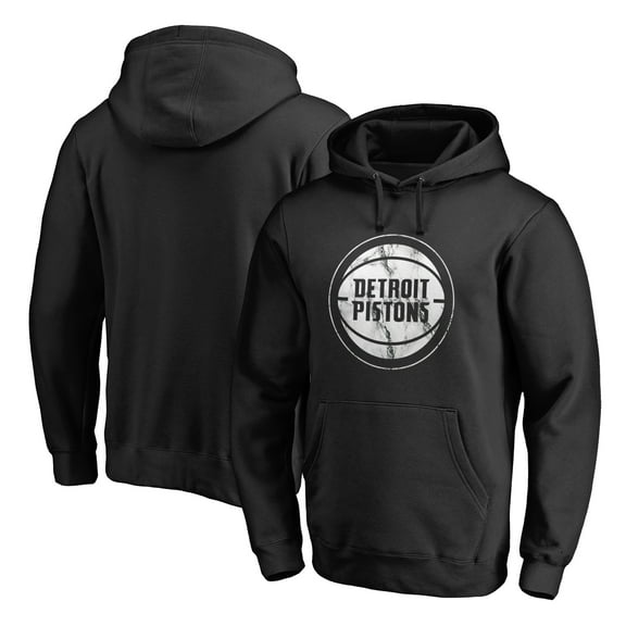 Men's Black Detroit Pistons Marble Logo Pullover Hoodie