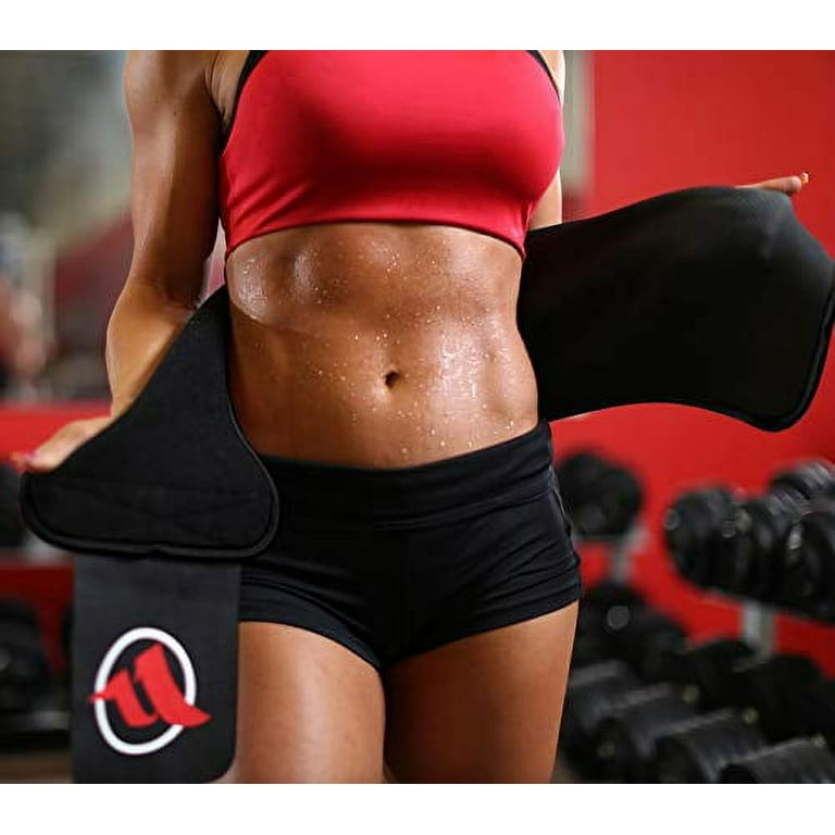 Fitru Waist Trimmer Sauna Ab Belt For Women Men Waist Trainer Stomach Wrap Black