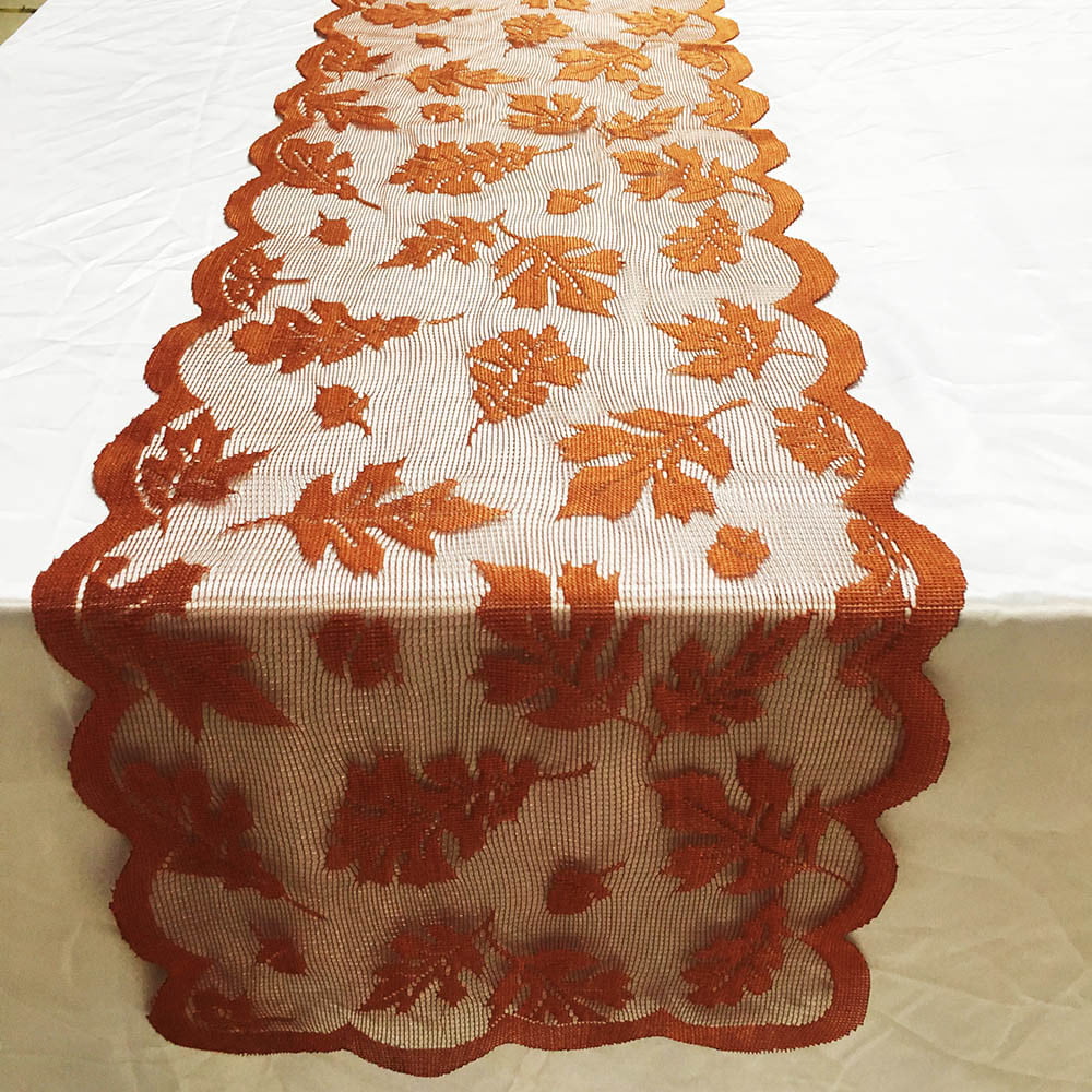 Embroidered Maple Leaves Fall Autumn Decorations Grelucgo Elegant Thanksgiving Holiday Table Runner 15 x 69 inch 
