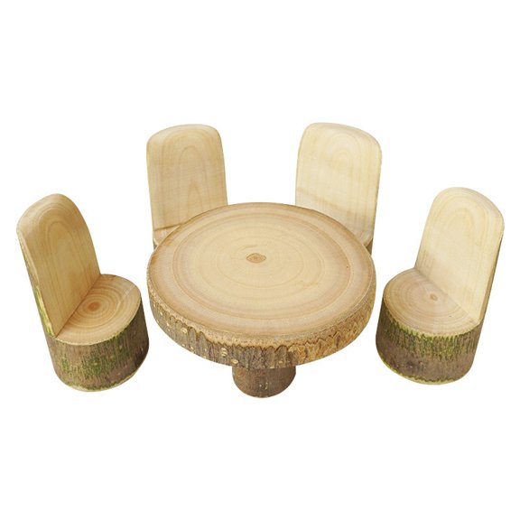 QIDITONG 1 Set Wooden Miniature Table And Chairs Set For Dollhouse Kitchen Furniture Landscape Decoration Modern Dollhouse Decor