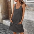 thumbnail image 4 of IUYRTFE Women's Sleeveless V-Neck Mini Dress with Pockets Adjustable Straps Casual Loose Fit Summer Tank Dress, 4 of 9