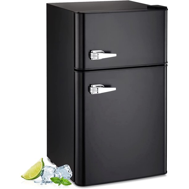 Kissair 3.2 Cu.Ft Mini Vintage Refrigerator, Vertical Compact